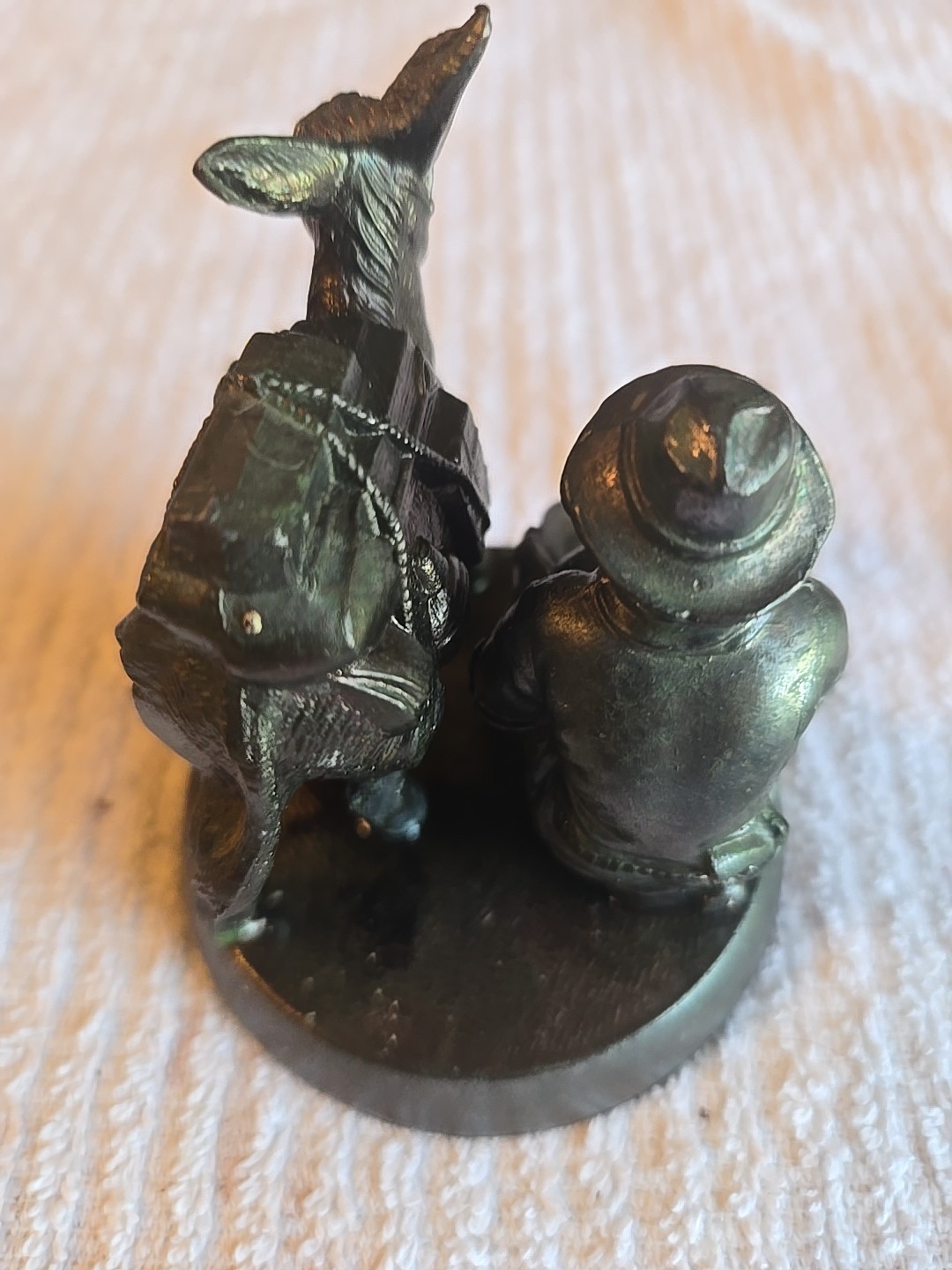 Vintage Figure Miner Panning With Pack Mule.