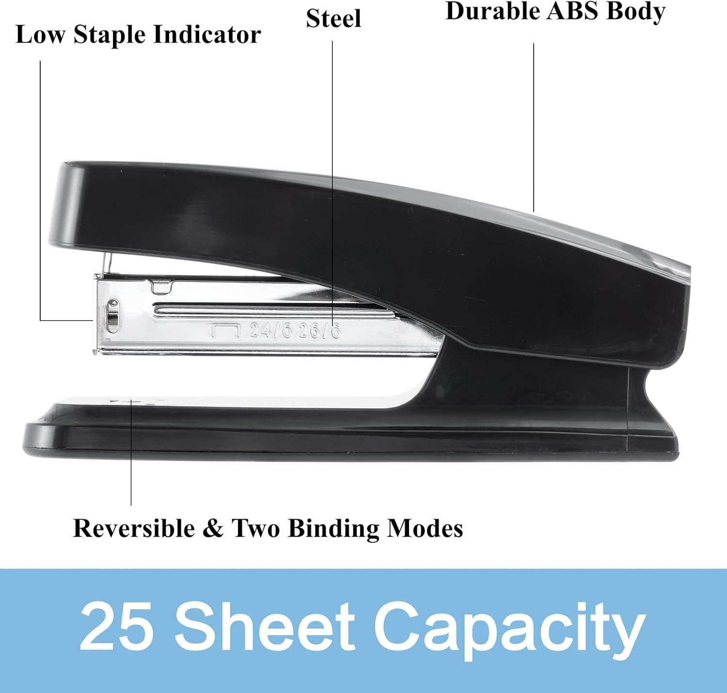 M&G Desktop Stapler with 25 Sheet Capacity, Two Binding Modes, Basic Stapler Set