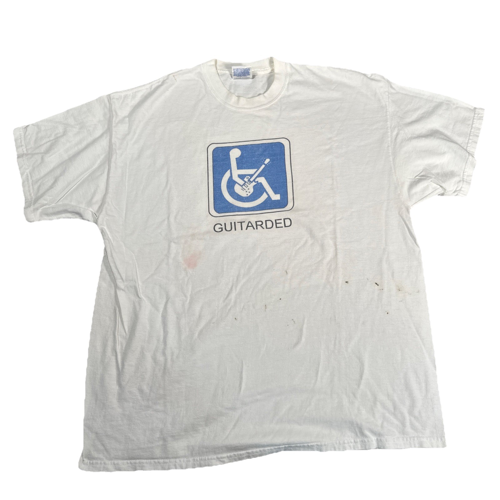 VTG GUITARDED SHORT SLEEVE T-SHIRT SIZE XL Y2K Band Concert Graphic Funny Music