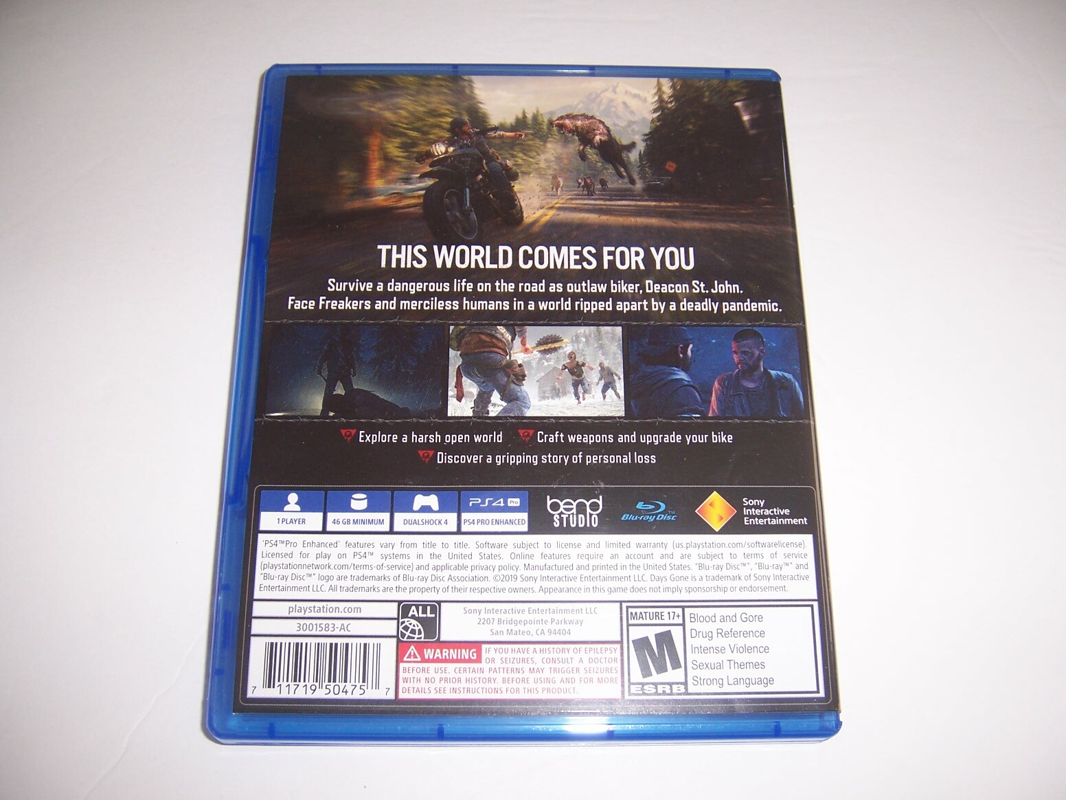 Replacement Box Case DAYS GONE Sony PlayStation 4 PS4 ORIGINAL *NO DISC*