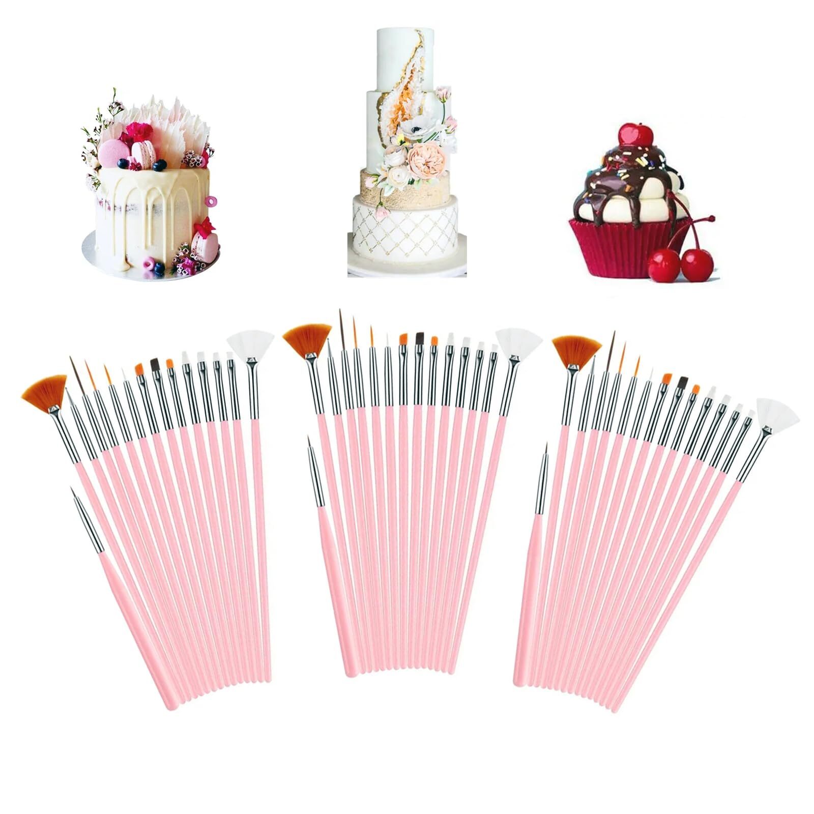 45 pcs Cake Decorating Brushes Cake Painting Brushes Food Safe Paint Brush Mu...