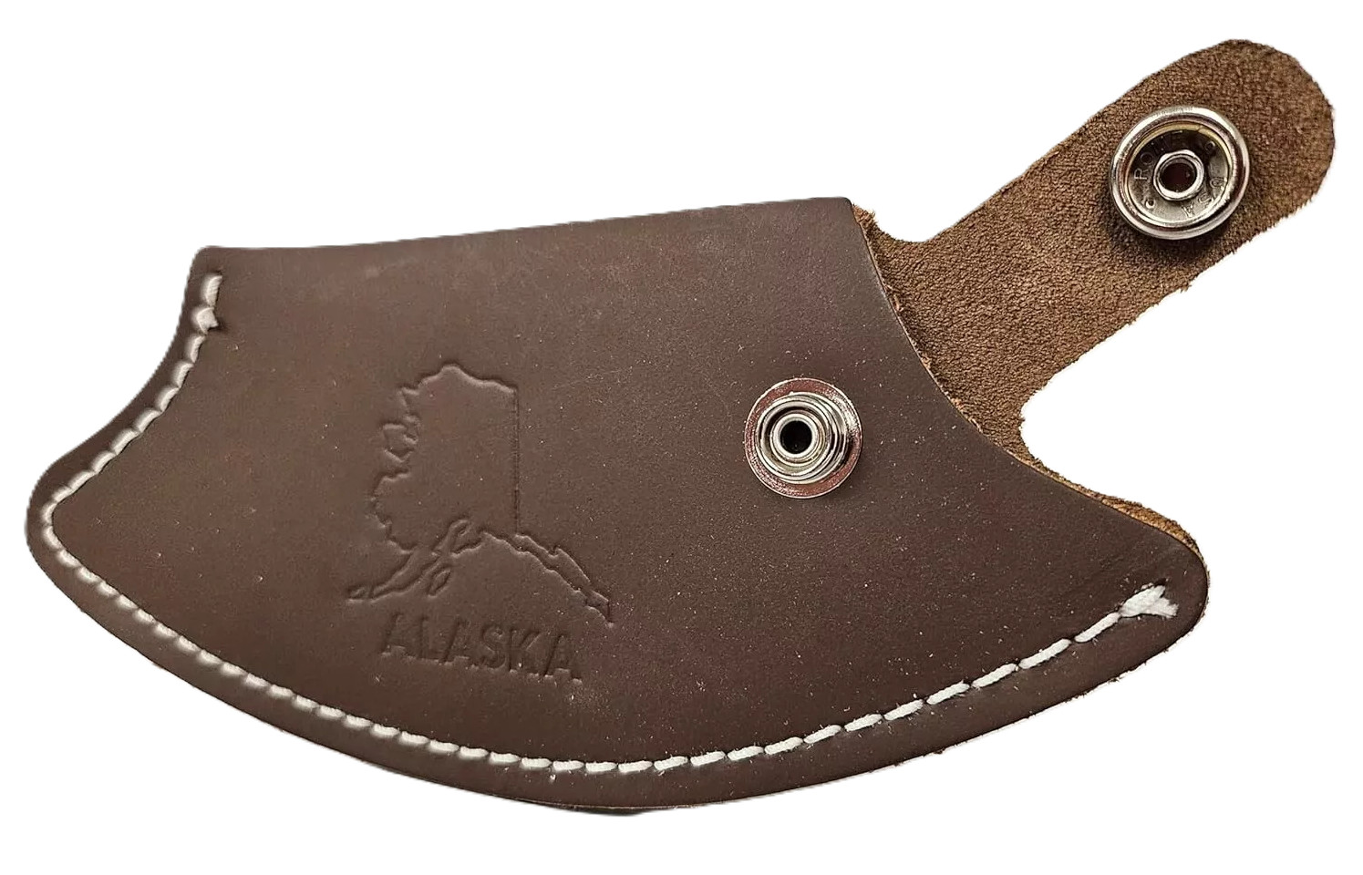 *Alaska* Stamped Genuine Dark Leather Ulu Knife Quality Sheath - Inupiat Knife