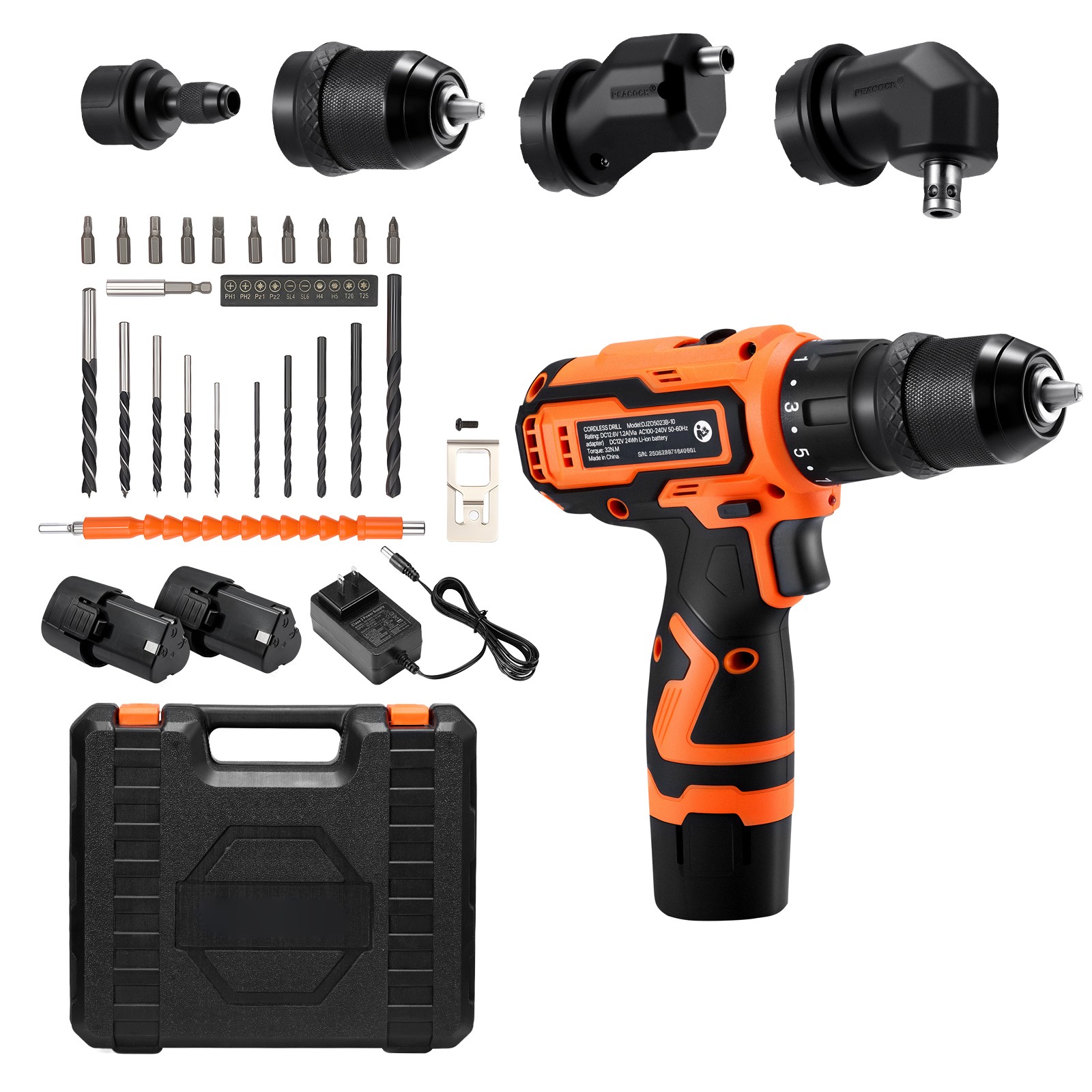 Uimoso Cordless Drill Driver 5-in-1 Kit with Metal Chuck and Dual Batteries