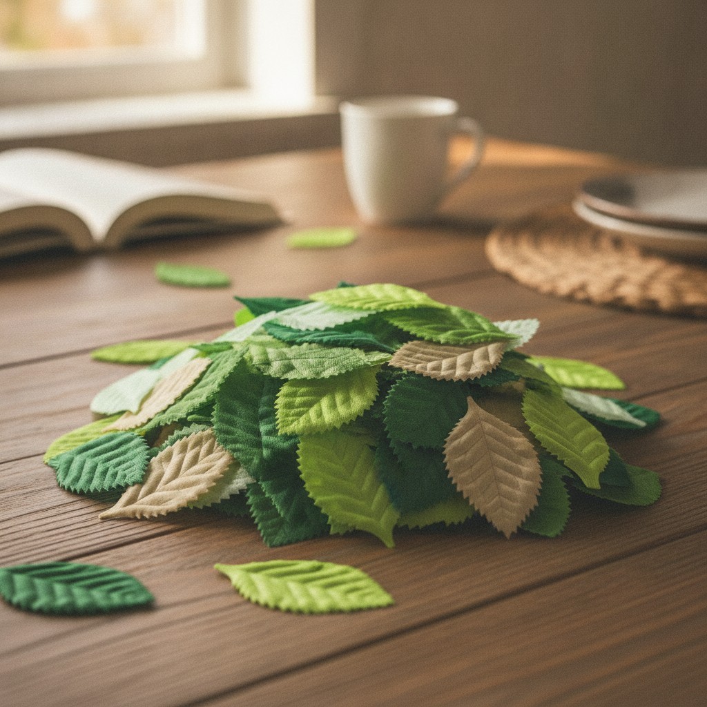 300 Pieces Mixed Leaves Mulberry Paper Leaves Scrapbooking Roses Leaves Fabri...