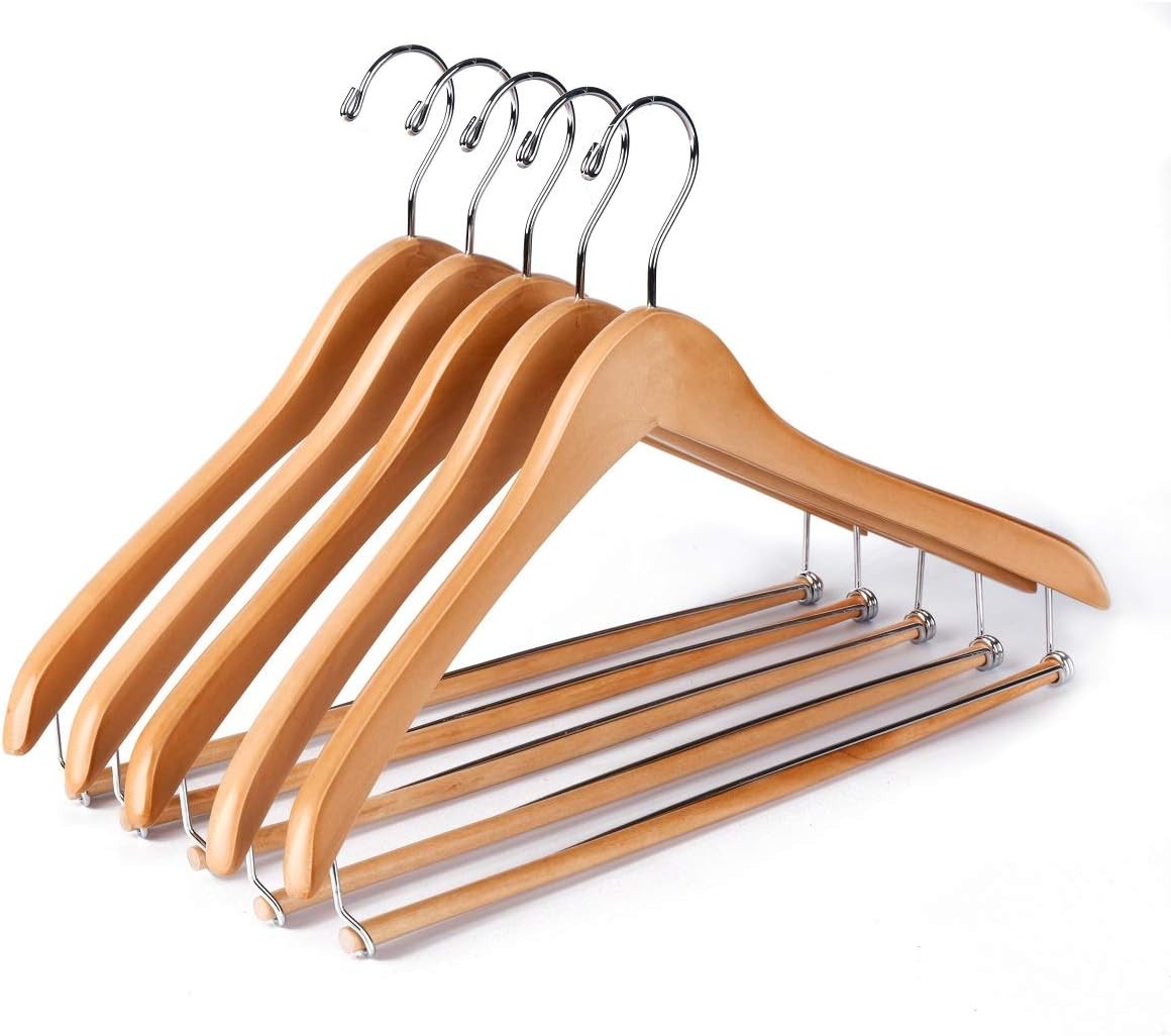 Wooden Hangers Beautiful Sturdy Suit Coat Hangers with Locking
