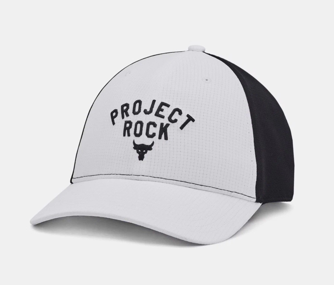 UNDER ARMOUR Project Rock Men’s Trucker Hat Cap White/Black 1369815-100 NEW