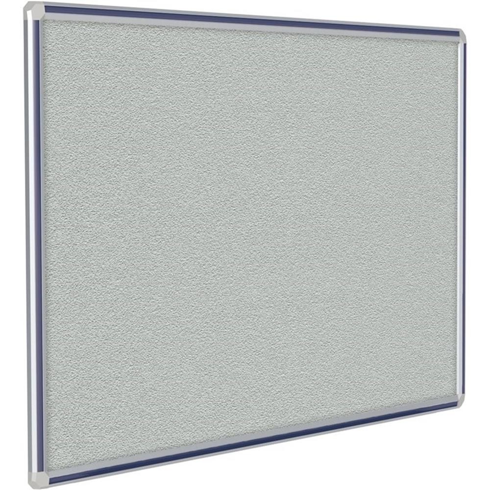 Ghent's Vinyl 4' x 8' DecoAurora Bulletin Board with Navy Blue Trim in Gray