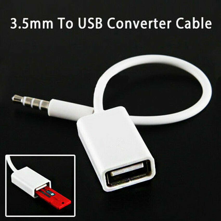 (6pack) 3.5mm Male AUX Audio Plug Jack to USB 2.0 Female Converter Cable Cord EN