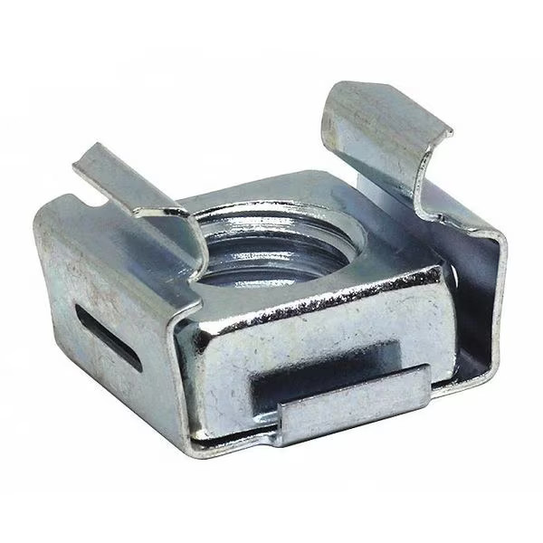 Spring Nut, 3/8"-16, Square Shape, Steel, Not Graded, Zinc Plated , 10 PK