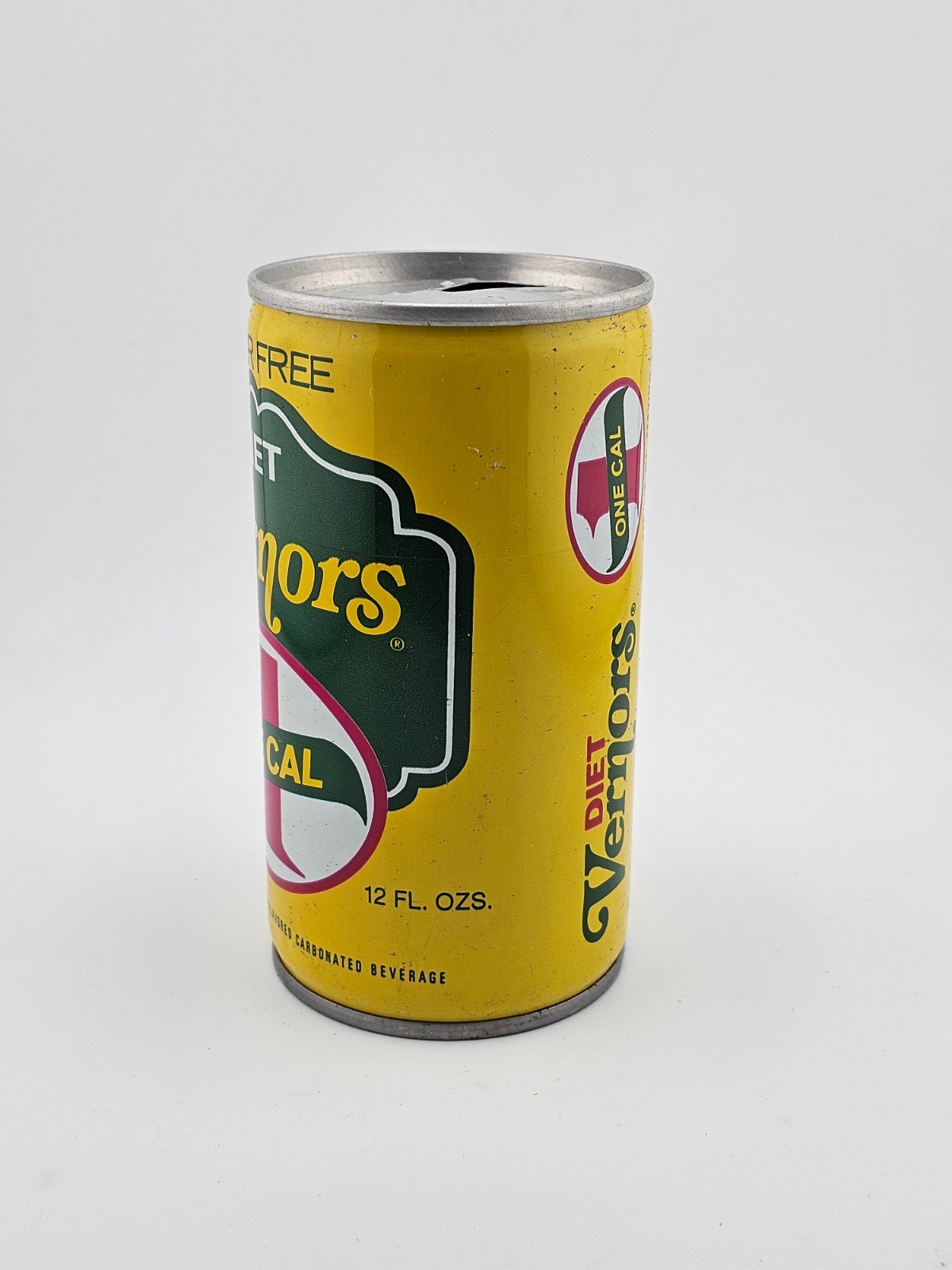 Vintage Pull Tab Diet Vernors Sugar Free One Cal 12 oz Empty Can