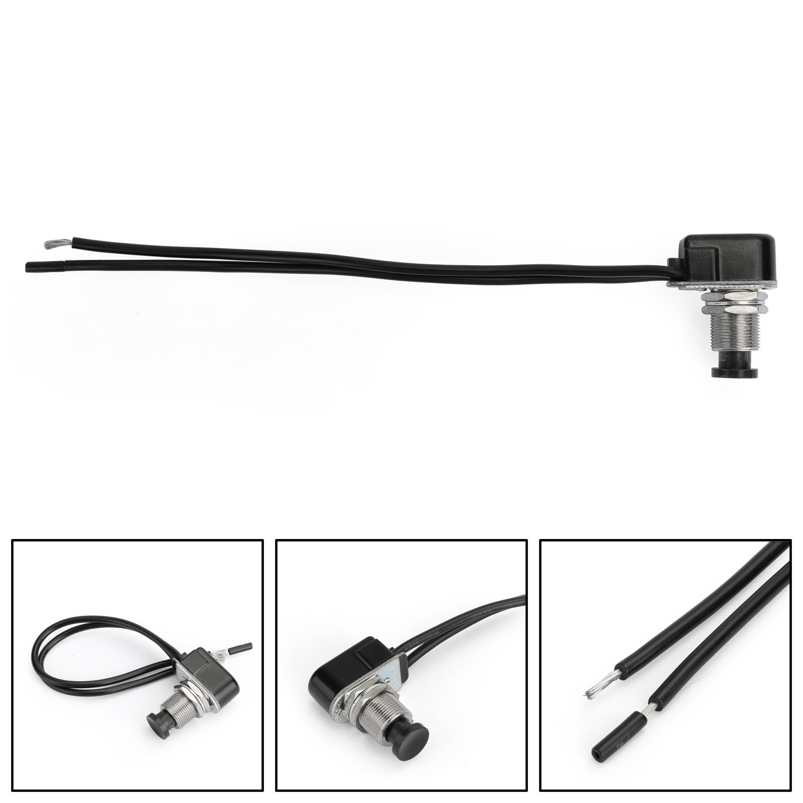 🔥1x Normally Open Momentary Self-resetting Push Button Reset Switch w/Wire BLK