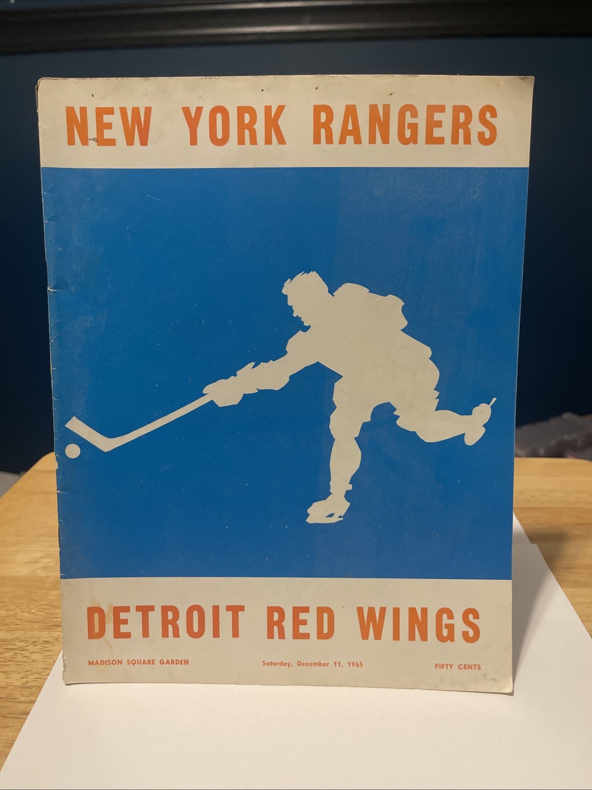 1965 New York Rangers Vs Detroit Red Wings Program Dec 11, 1965