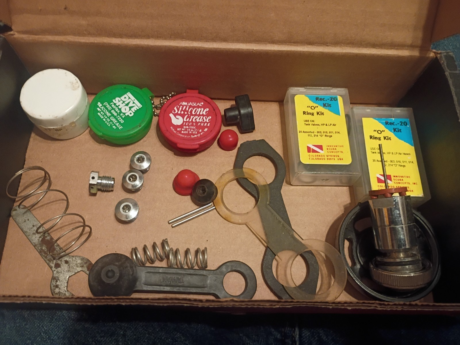 Lot of Pressure Plugs Relief Valve Scuba Diving Regulators O-rings Grease