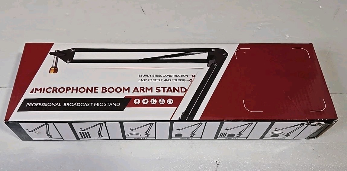 Microphone Boom Arm 360° Rotatable Adjustable Mic Stand w/27" Reach & Desk Clamp