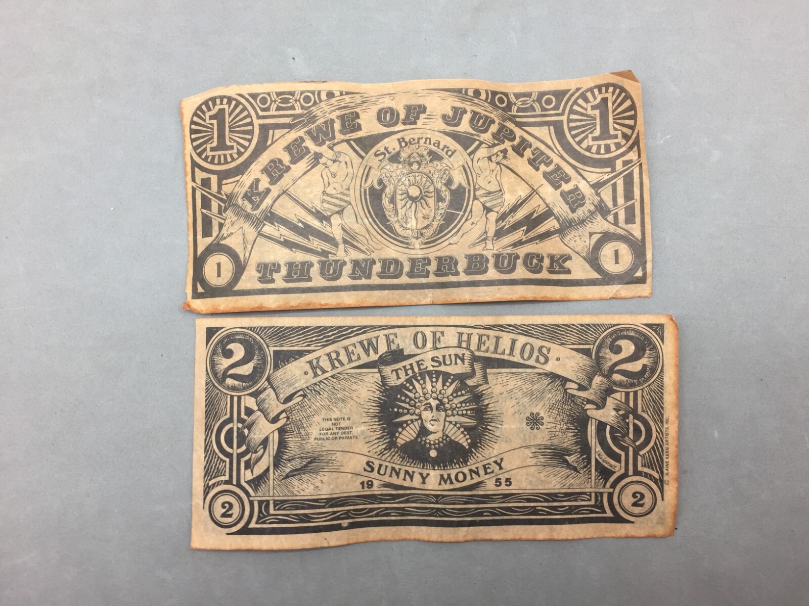 Vintage Mardi Gras Paper Play Money Krewe Helios 1975 & Krewe Jupiter 1975 Lot 2