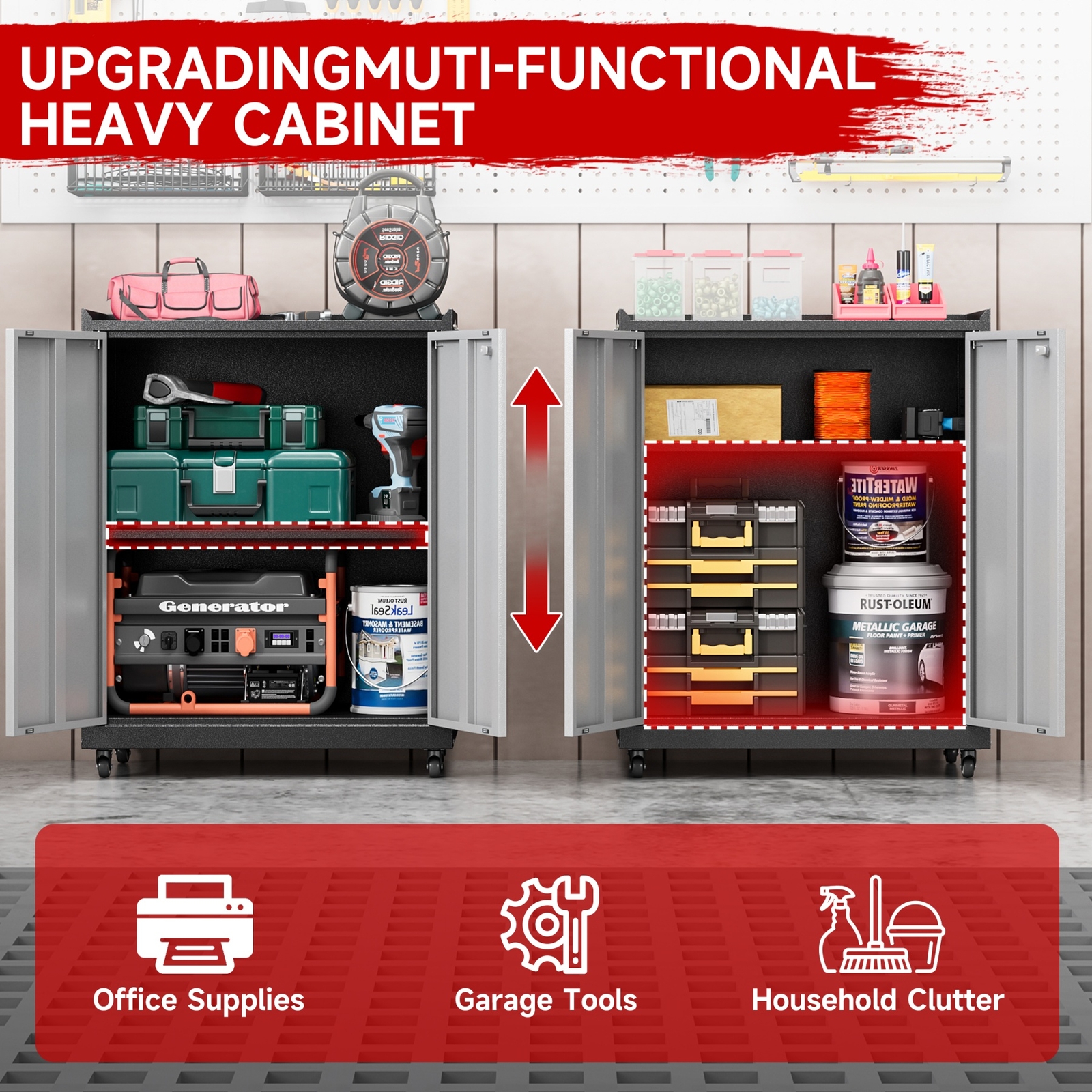 8 Pcs Garage Storage System Workshop Set Garage Cabinets for Tool Organization