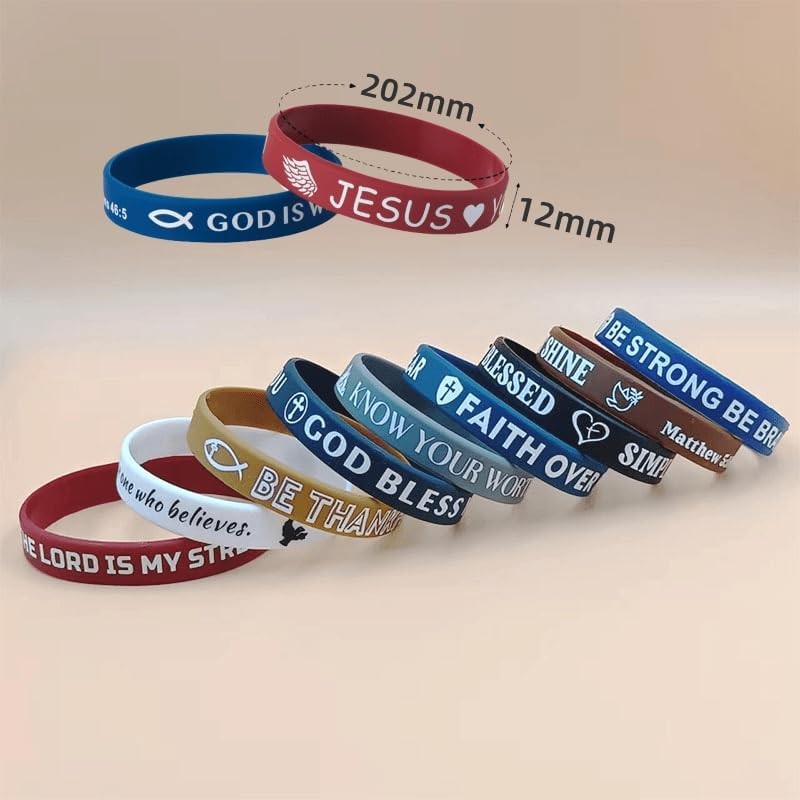 20PCS Christian Bible Verse Silicone Bracelets Religious Scripture Wristbands
