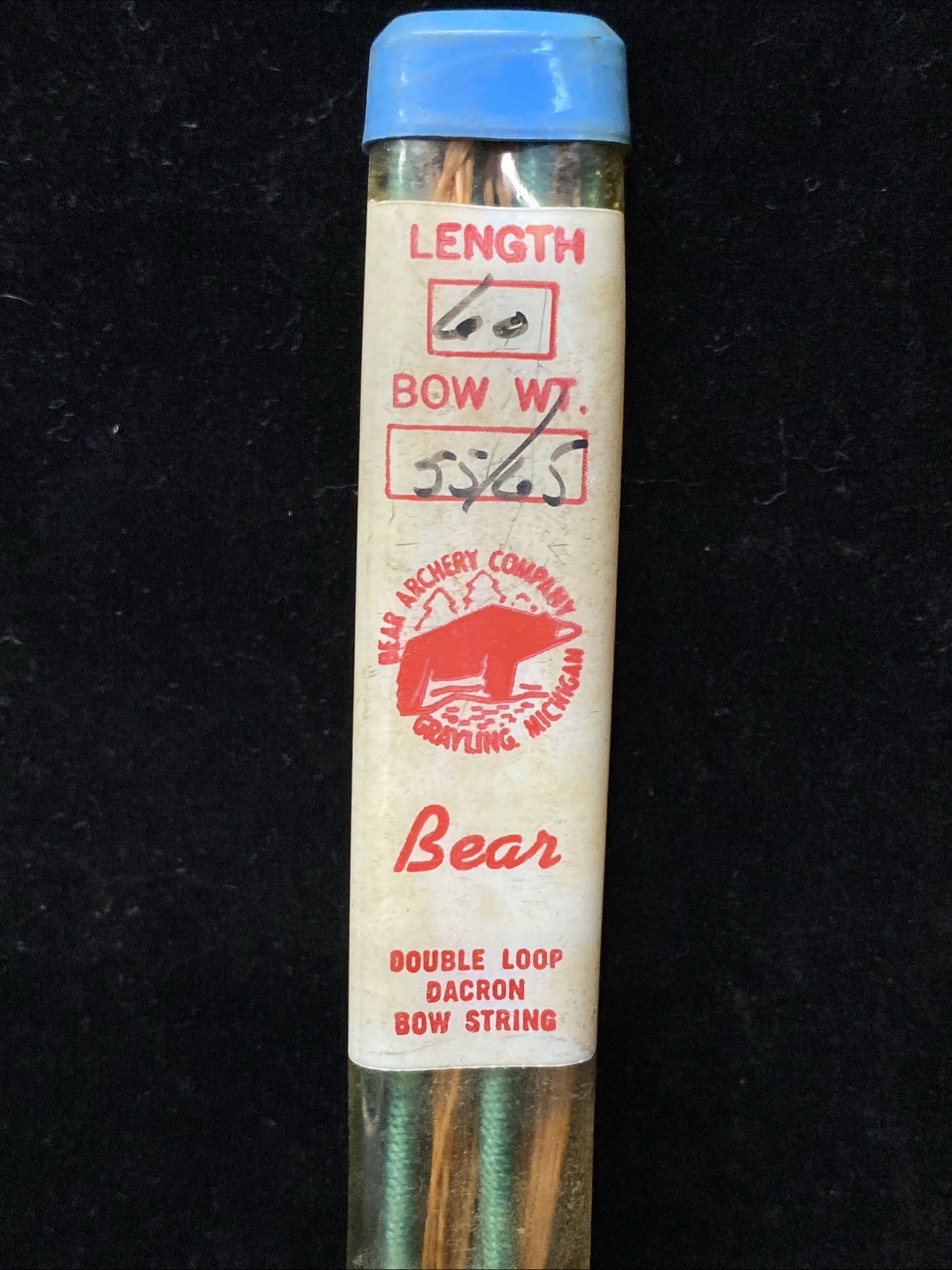 NOS Bear Archery Dacron Double Loop Recurve Bow String 60” 55/65 Weight H5