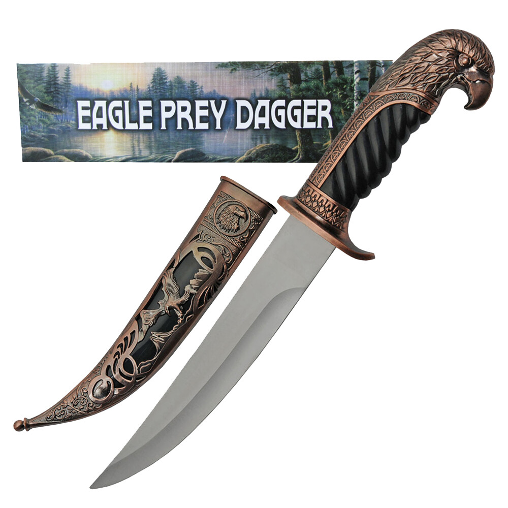 EAGLE PREY Fixed Blade Dagger Knife ROSE GOLD Scabbard Strength Freedom 13 3/4"