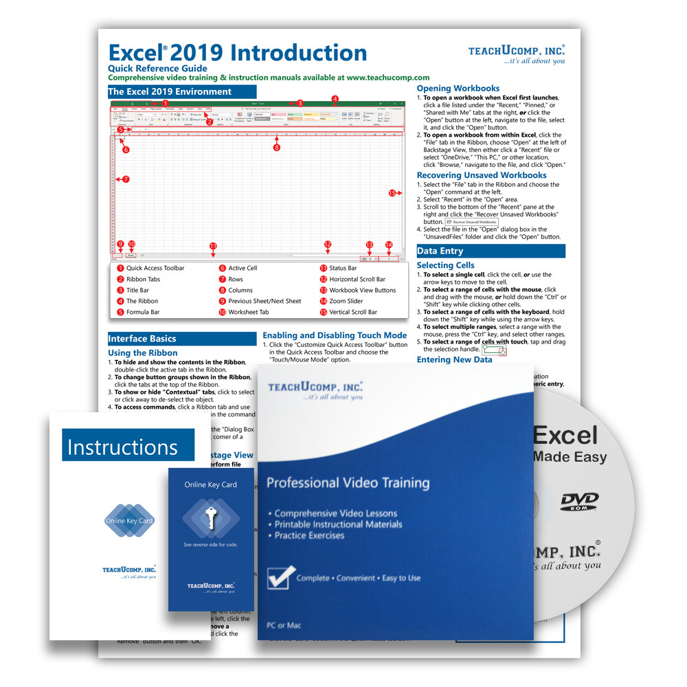 Learn Microsoft EXCEL 2019 DELUXE Training Tutorial Course Quick Reference Guide