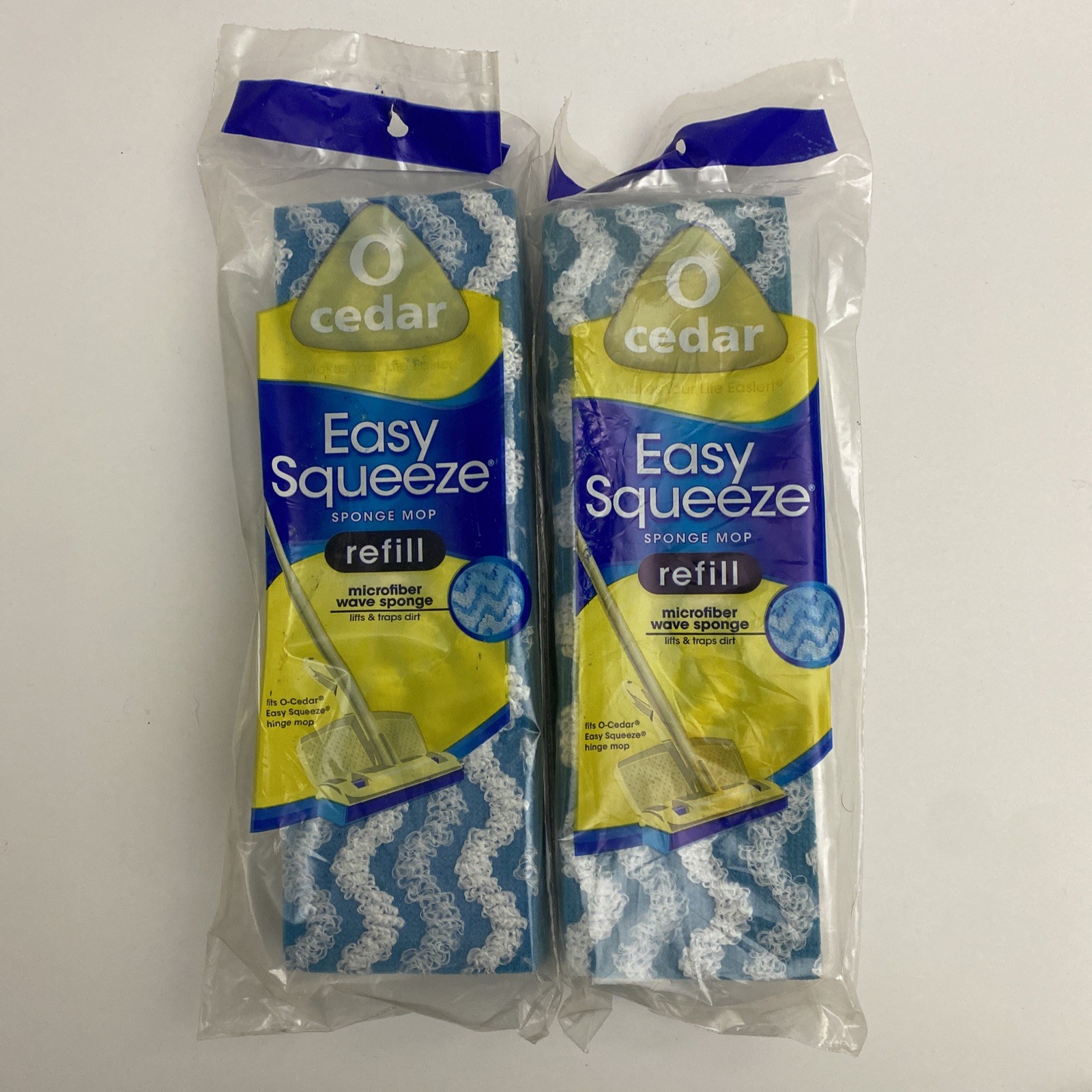 Lot Of 2 O Cedar Easy Squeeze Sponge Mop Refill Microfiber Wave Sponge