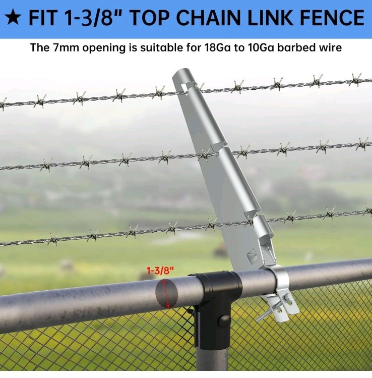 10 Pack Galvanized Steel Chain Link Fence Brackets for Barbed Wire Top Rail