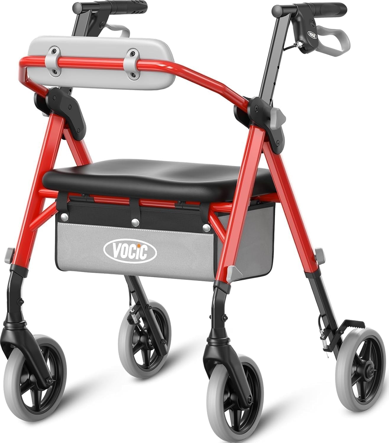 Medical Adult Rollator Walker Portable Folding Chair Seat for Handicap Disabled