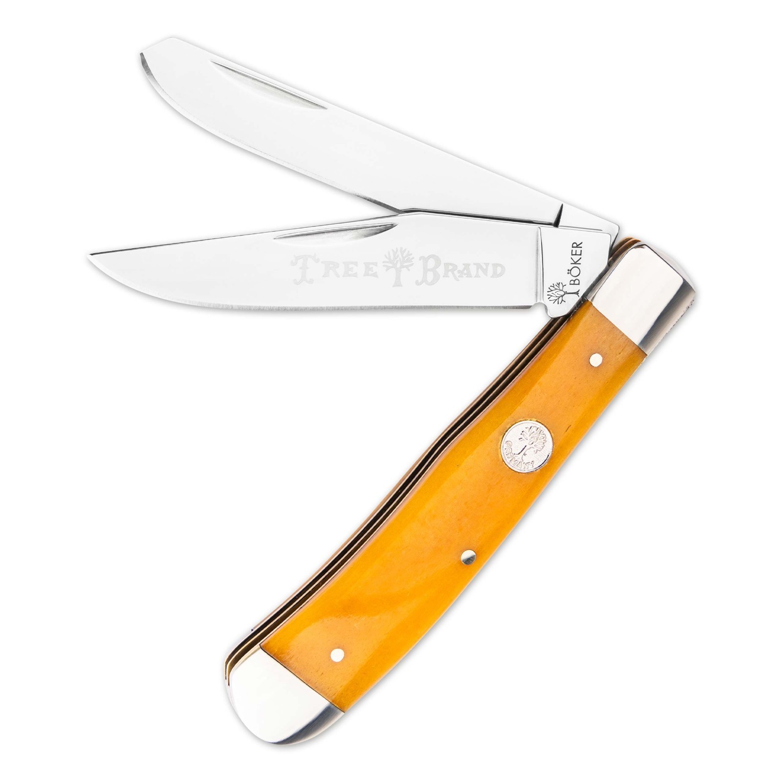 BOKER Treebrand Trapper Smooth Yellow Bone Classic 2-Blade Folding Knife 110835
