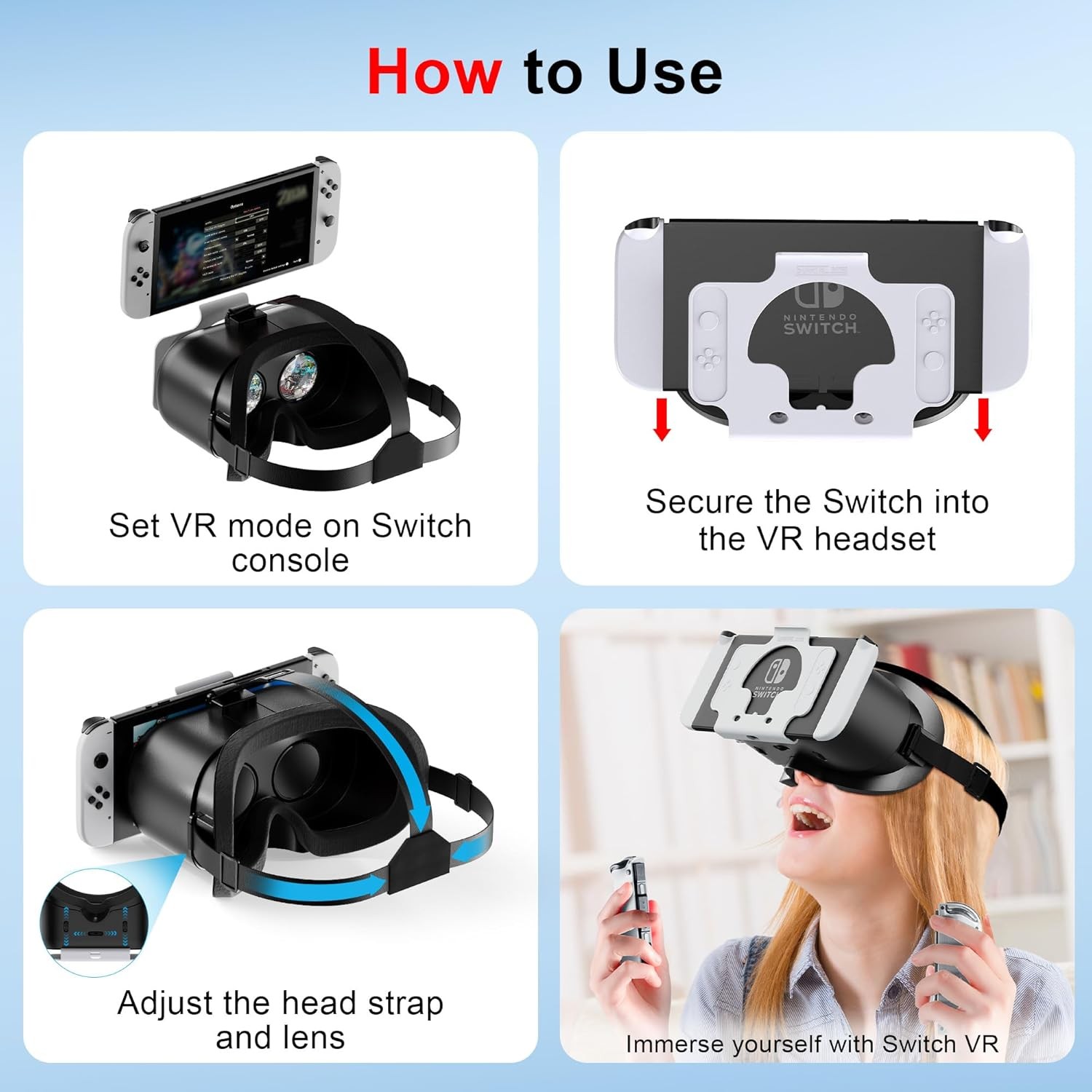 VR Headset for Nintendo Switch OLED Adjustable Lens HD Lightweight EVA Lycra