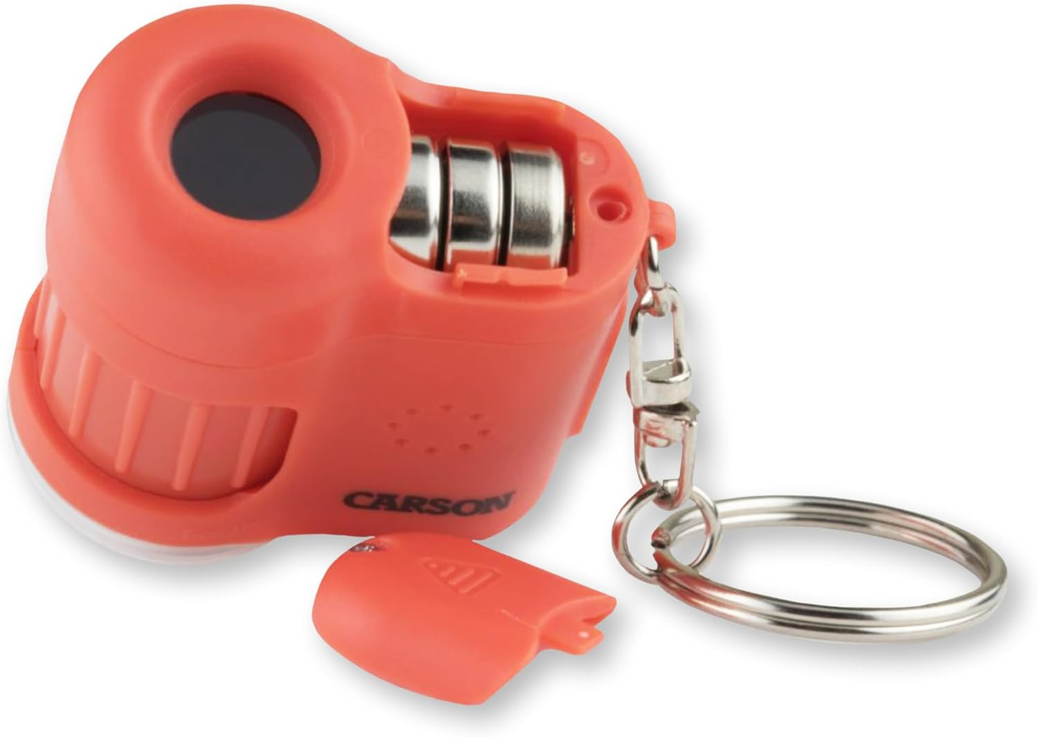 MicroMini Orange, Pocket Microscope Keychain | Built-In Flashlight with UV and L