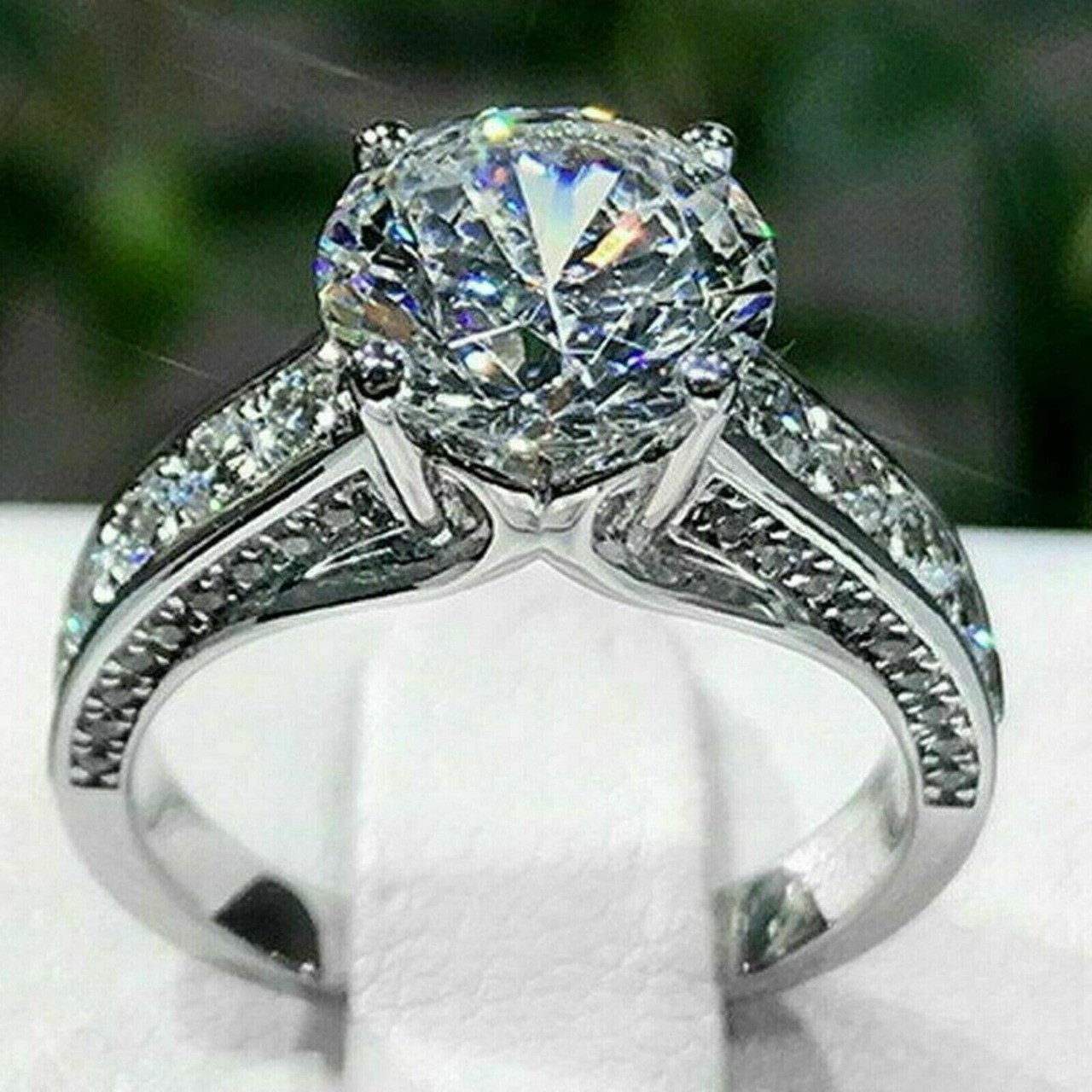 White Diamond Round Cut 3.10 Ct Lab-Created Wedding Ring 925 Sterling Silver