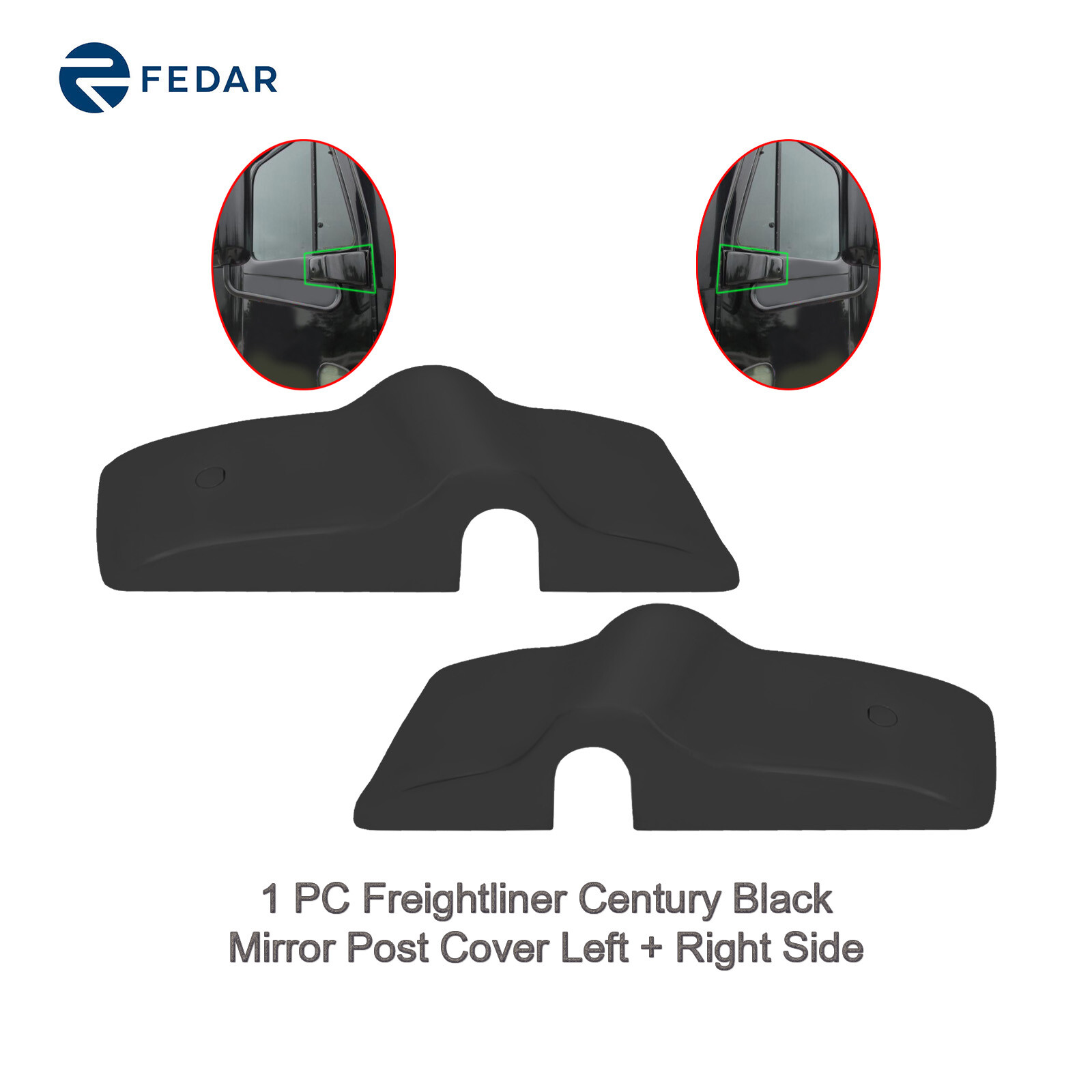 Mirror Post Cover Black for Freightliner Century Pair