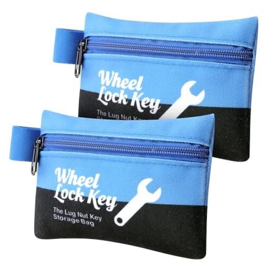 2Pack Wheel Lock Key Storage Pouch with Zipper() | Canvas Wheel Lock Key Blue