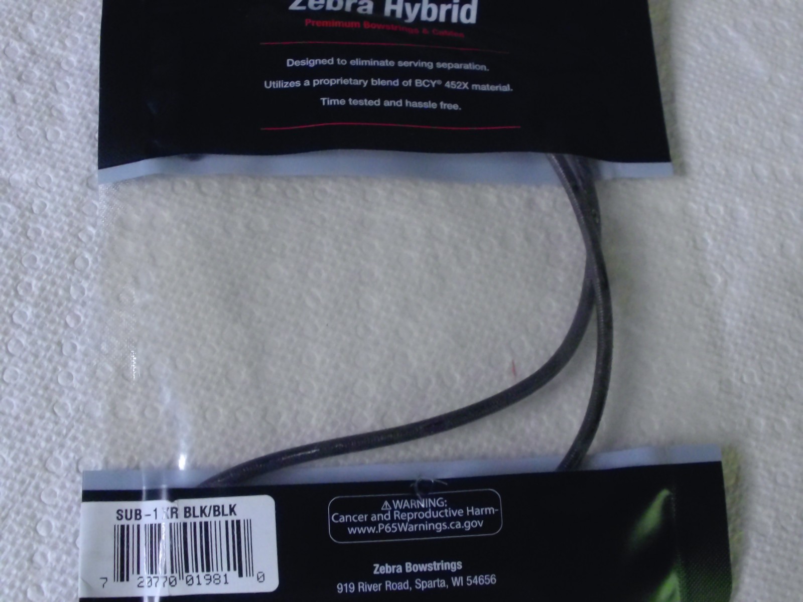 Zebra Hybrid Bowstring 19 3/8 -SUB 1 XR Black/Black
