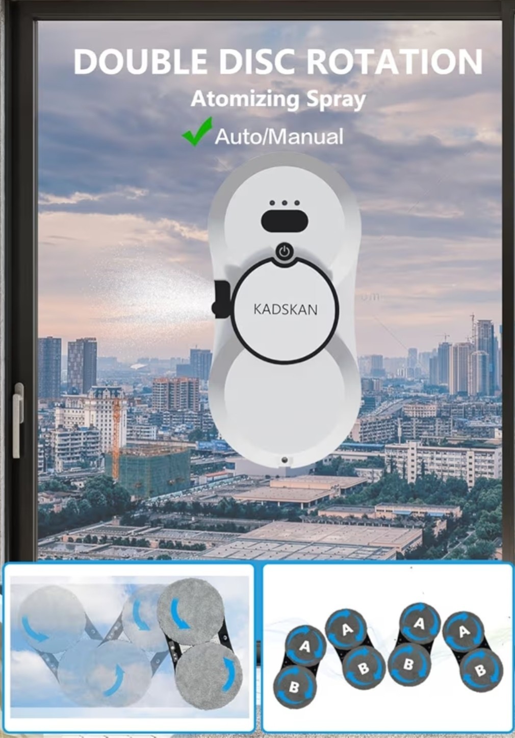 Window Cleaning Robot, Automatic Window Cleaner with Water Spray for Windows