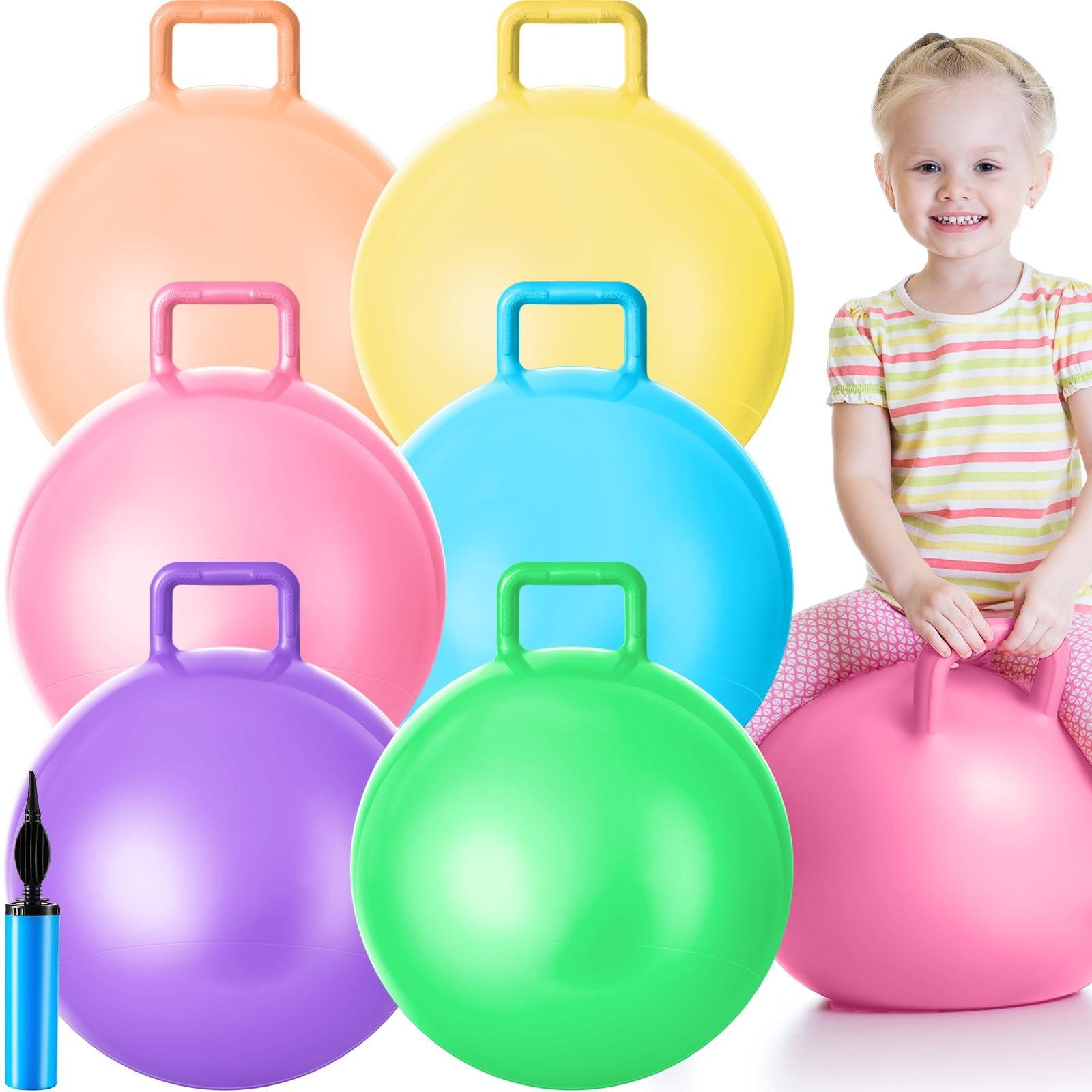 Lewtemi 6 Pcs Hopper Ball Carnival Outdoor Games 15 Inch Jumping Hopping Inflata