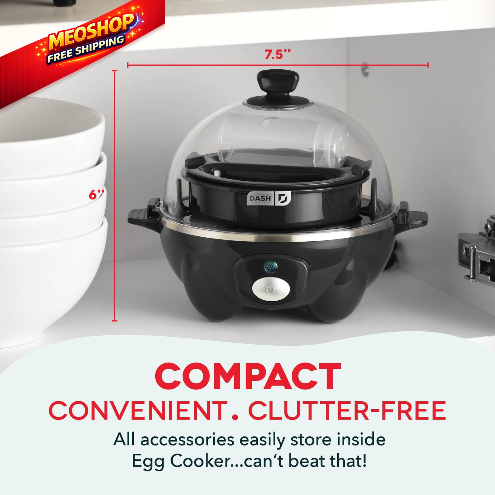 Dash Rapid Egg Cooker - Boiler, Poacher & Steamer - Includes 7 Eggs, Black