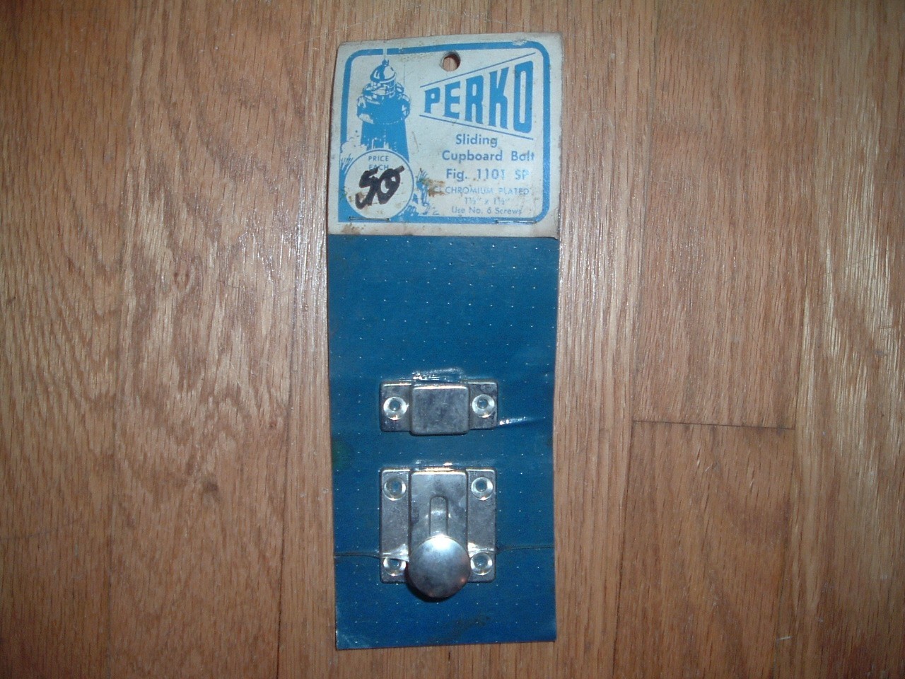 NOS Perko Sliding Cupboard Bolt Chromium Plated 1101SP 1-1/2" x 1-1/2"