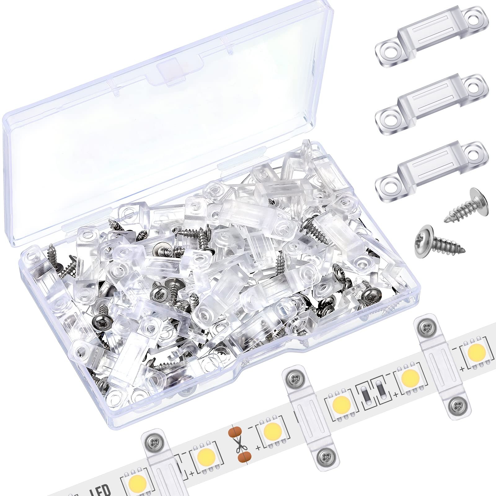 300 Pcs LED Light Strip Clips Clear Strip Light Mounting Brackets LED Holder ...