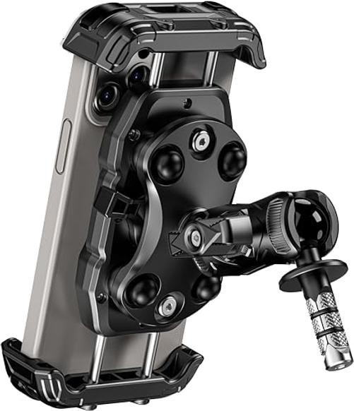 Motorcycle Fork Stem Phone Mount with Vibration Dampener, Adjustable Heavy
