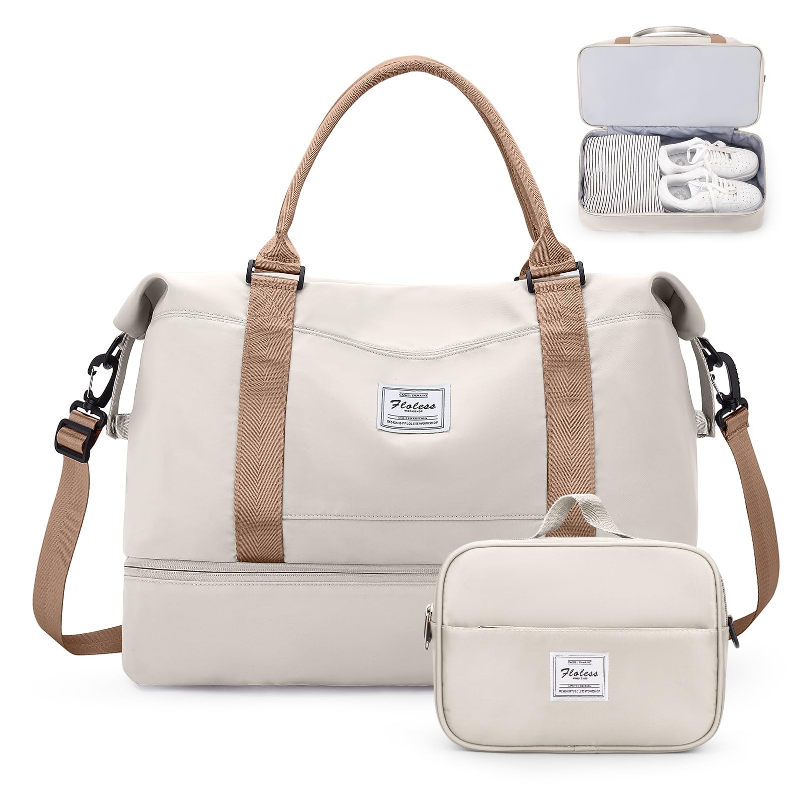 Weekender Travel Bag for Women with Shoe Compartment  Toiletry Bag