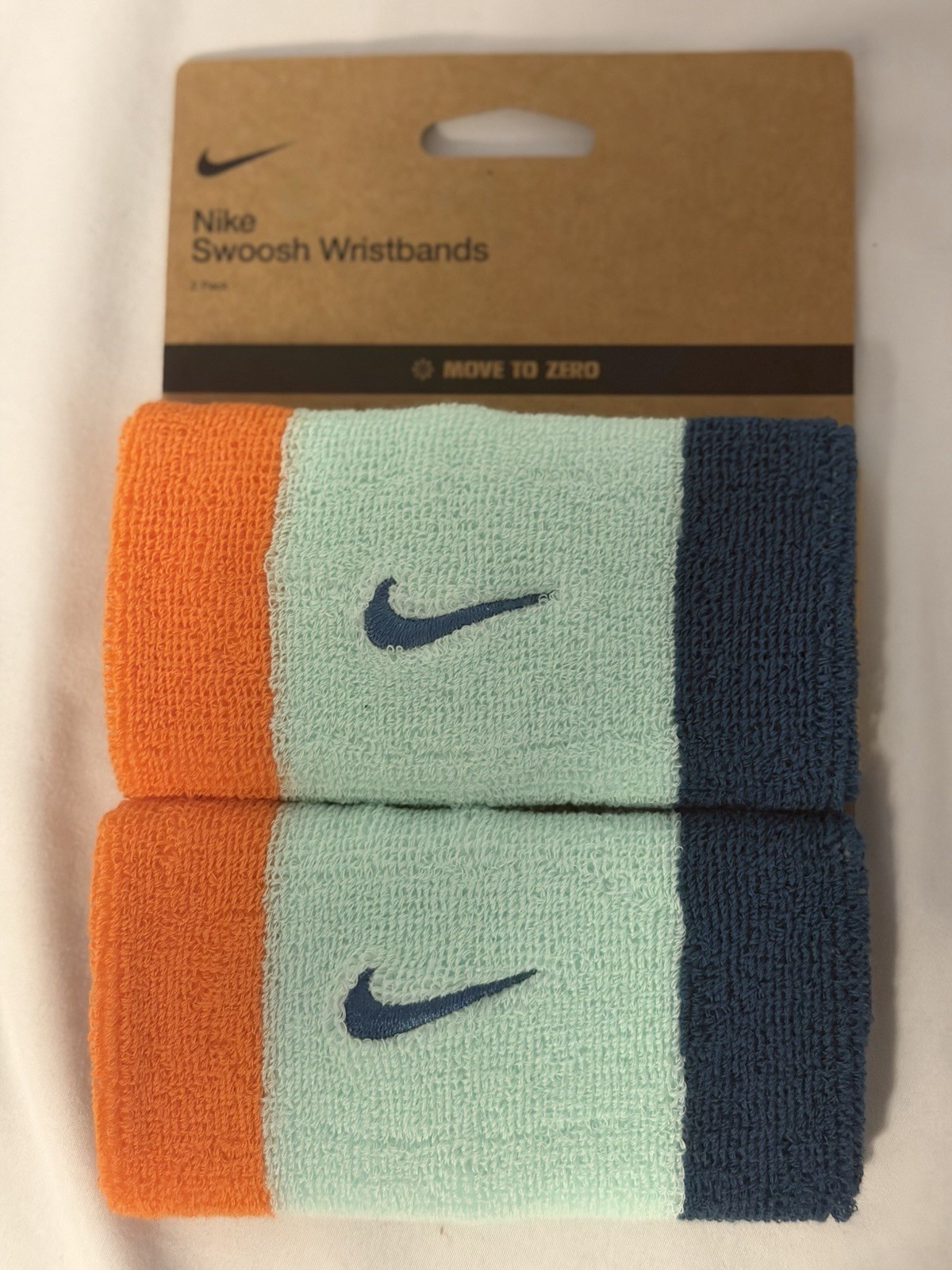 Nike Tennis Swoosh Doublewide Wristbands Mint/Orange