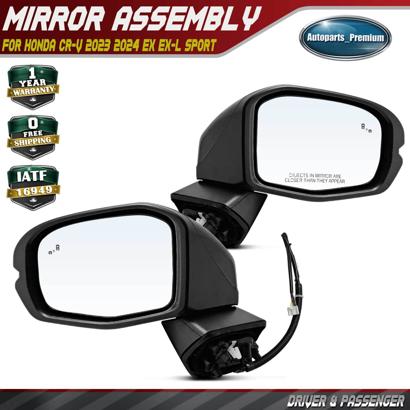 2x Power Mirror w/ Heated Signal Blind Spot 8 Pin for Honda CR-V 2023 2024 2025