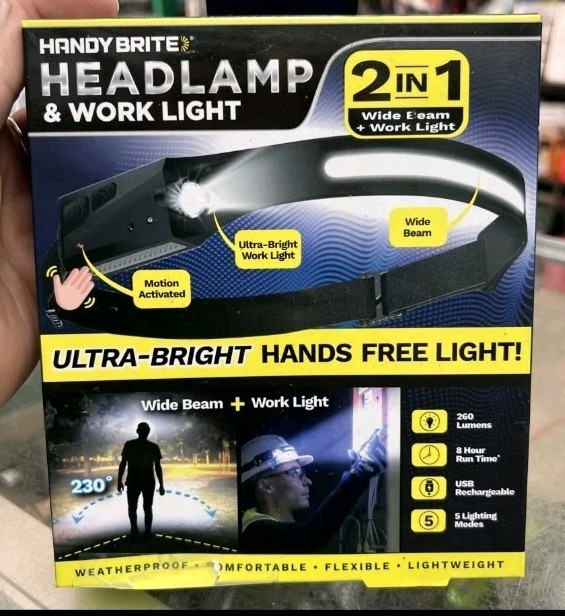 Handy Brite Head Lamp, Rechargeable LED Headlamp, Camping ,Hiking ,workingLight.