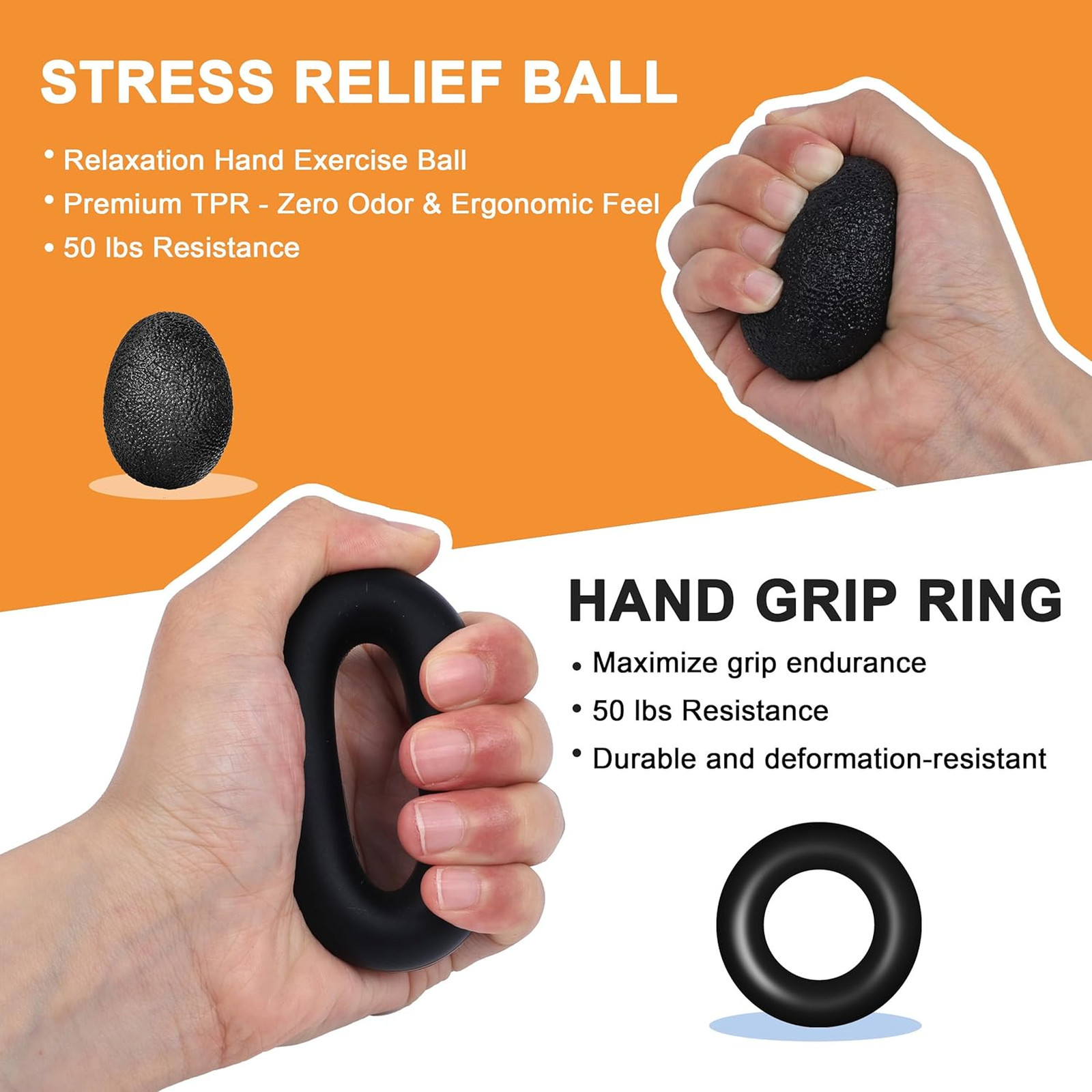 Grip Strength Trainer Kit 5 Pieces Hand Exerciser Forearm Wrist Finger Grip Ring