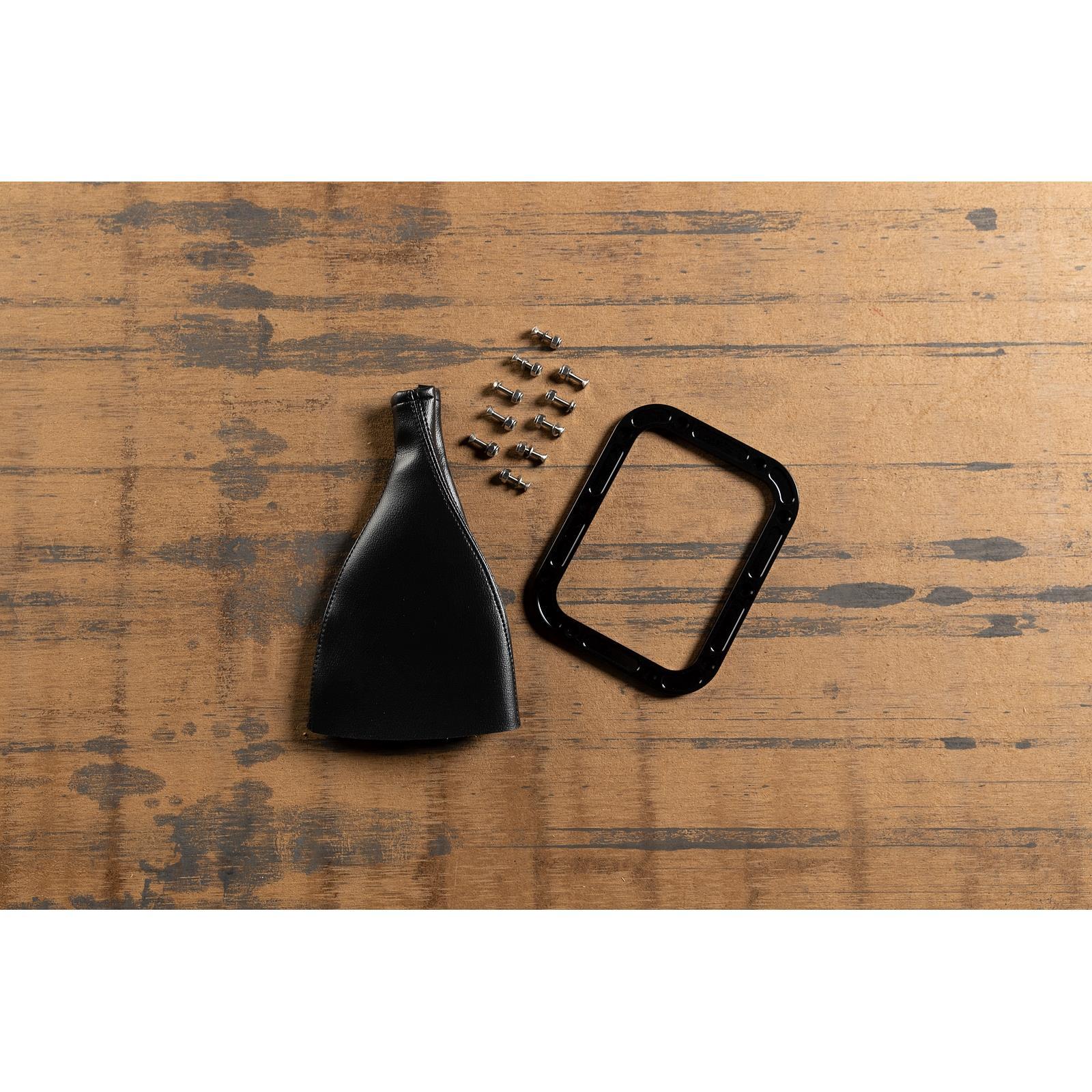 Rectangle Shifter Boot with Billet Aluminum Ring for Hot Rods: Black Finish