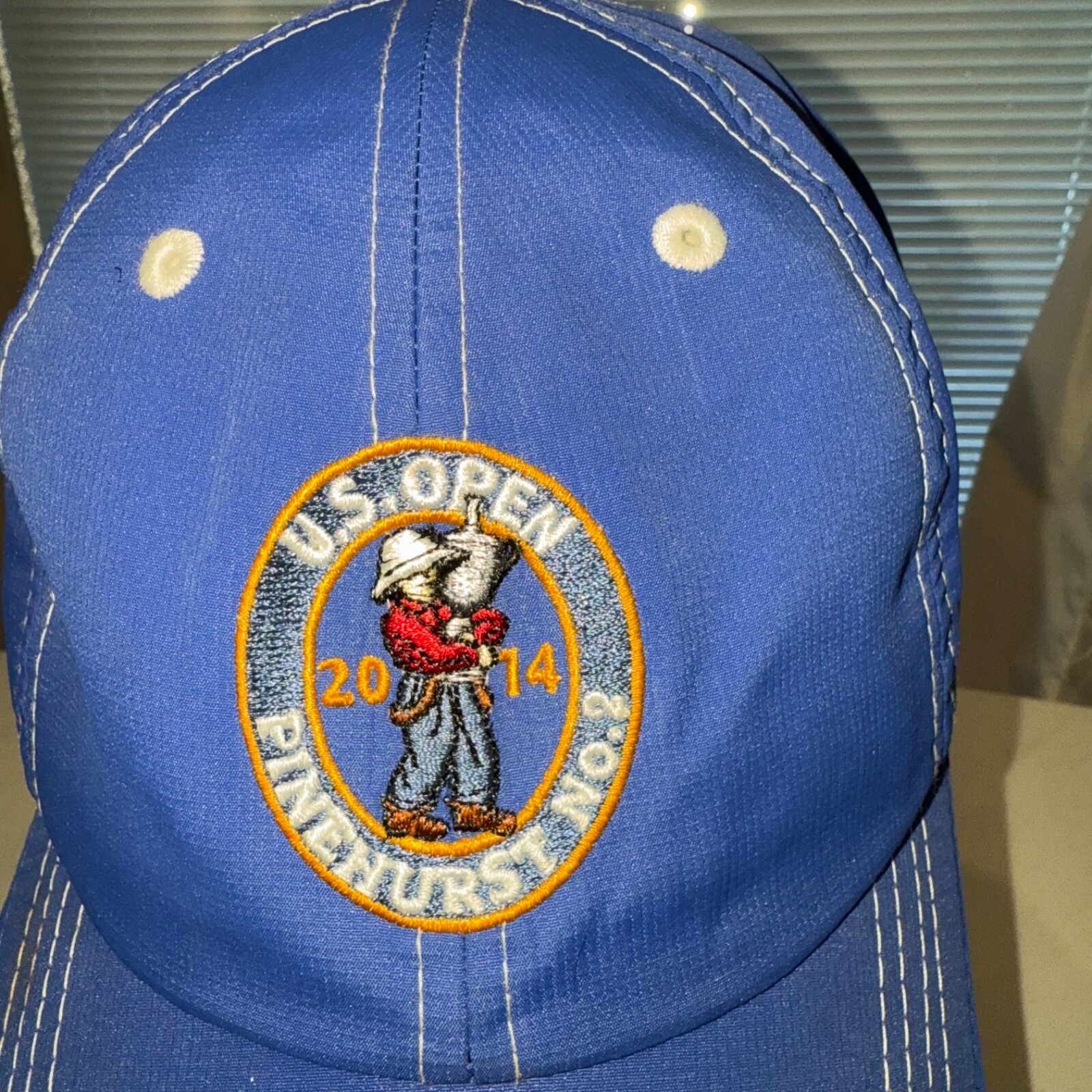 U.S. Open Pinehurst No 2 Royal Blue White Topstitch Hat Cap USGA Hook Loop EUC