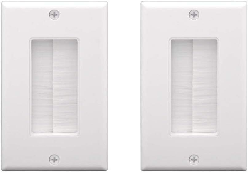 2 Pack Single Brush Wall Plate Cable Pass Through Insert For Wires Gang Access S