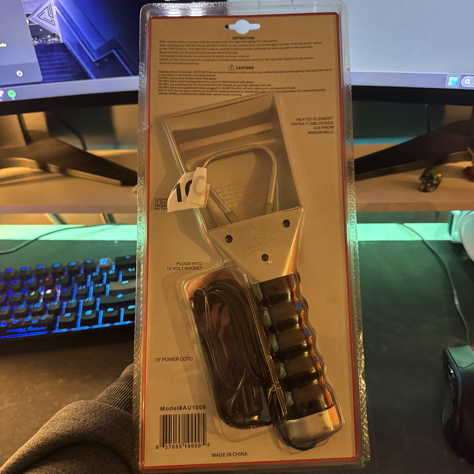 Heated Ice Scrapper With Bright Light 12v 13' Cord NIB