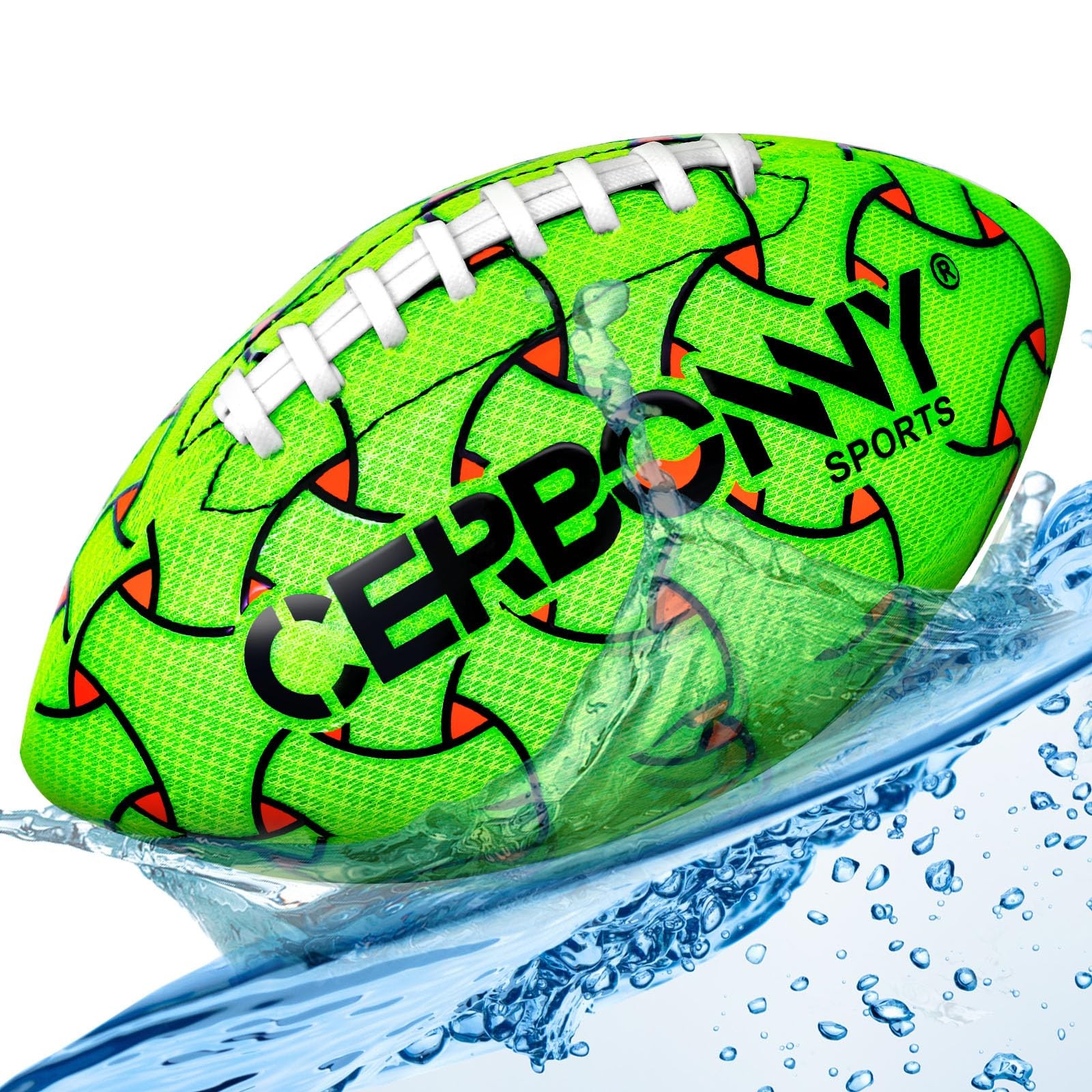 CERBONNY Waterproof Football for Kids Ages 3-12, 1Pcs-Green, Green+Orange